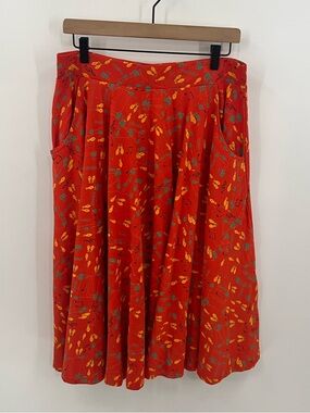 Svaha orange dance step print circle skirt woman’s size large